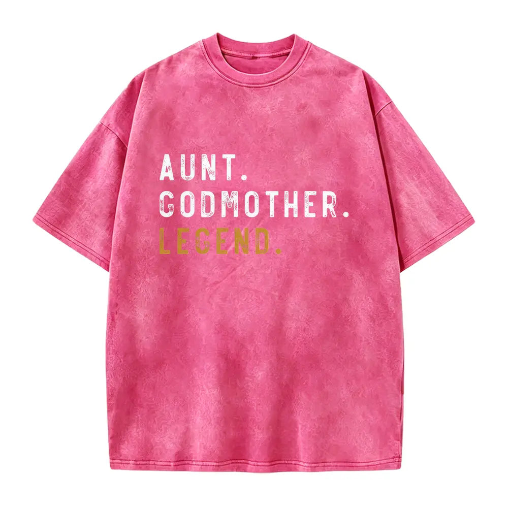 Aunt Godmother Legend T-Shirt โ Retro Blessed Family Graphic Tee, Vintage Washed Lightweight Cotton Unisex Auntie Gift Top
