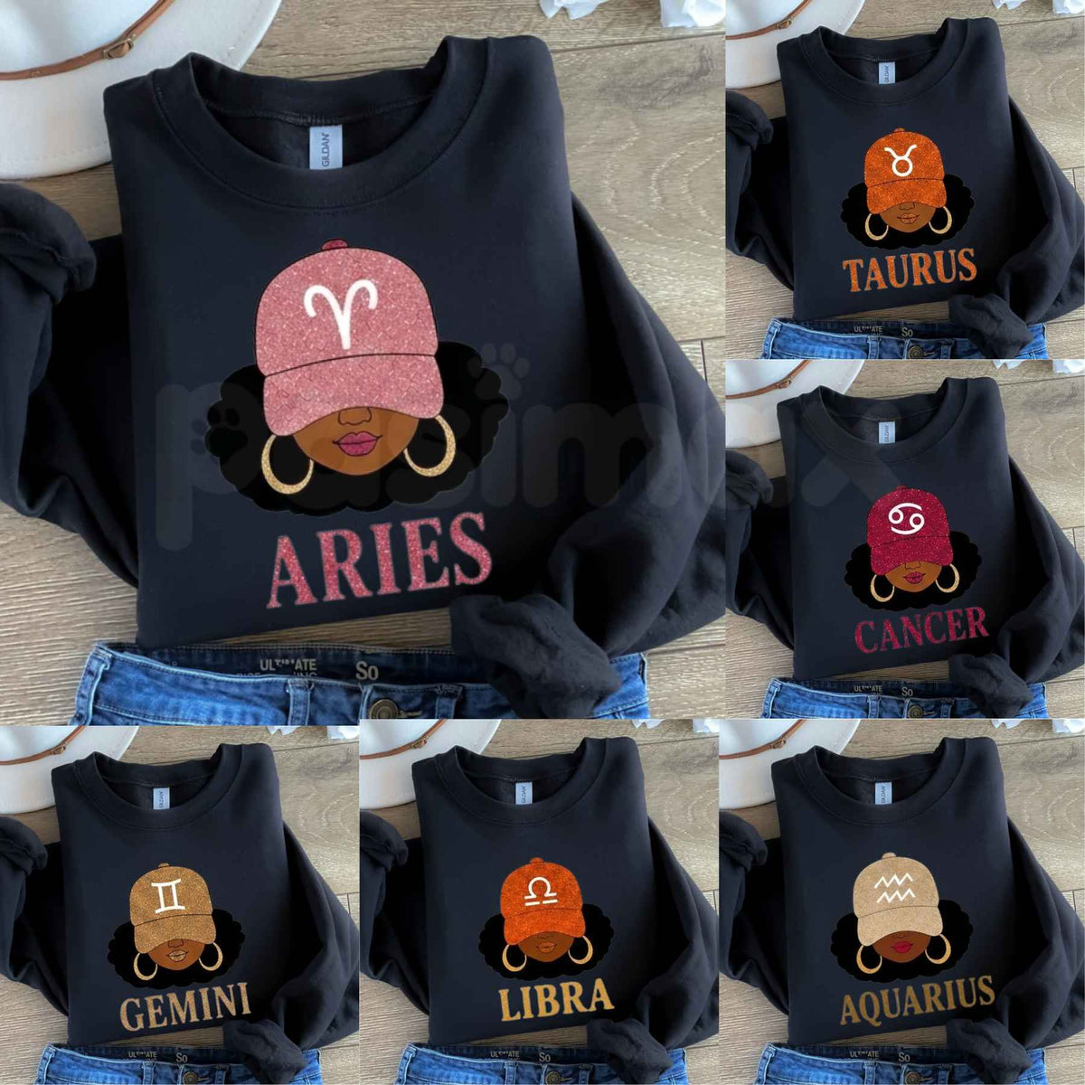 12 Zodiac Slay Girl Sweatshirt | Afro Zodiac Sign Graphic Crewneck