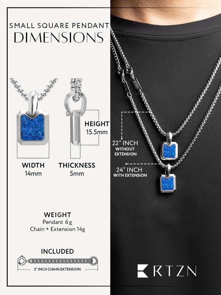 Lapis Lazuli Square Pendant Necklace