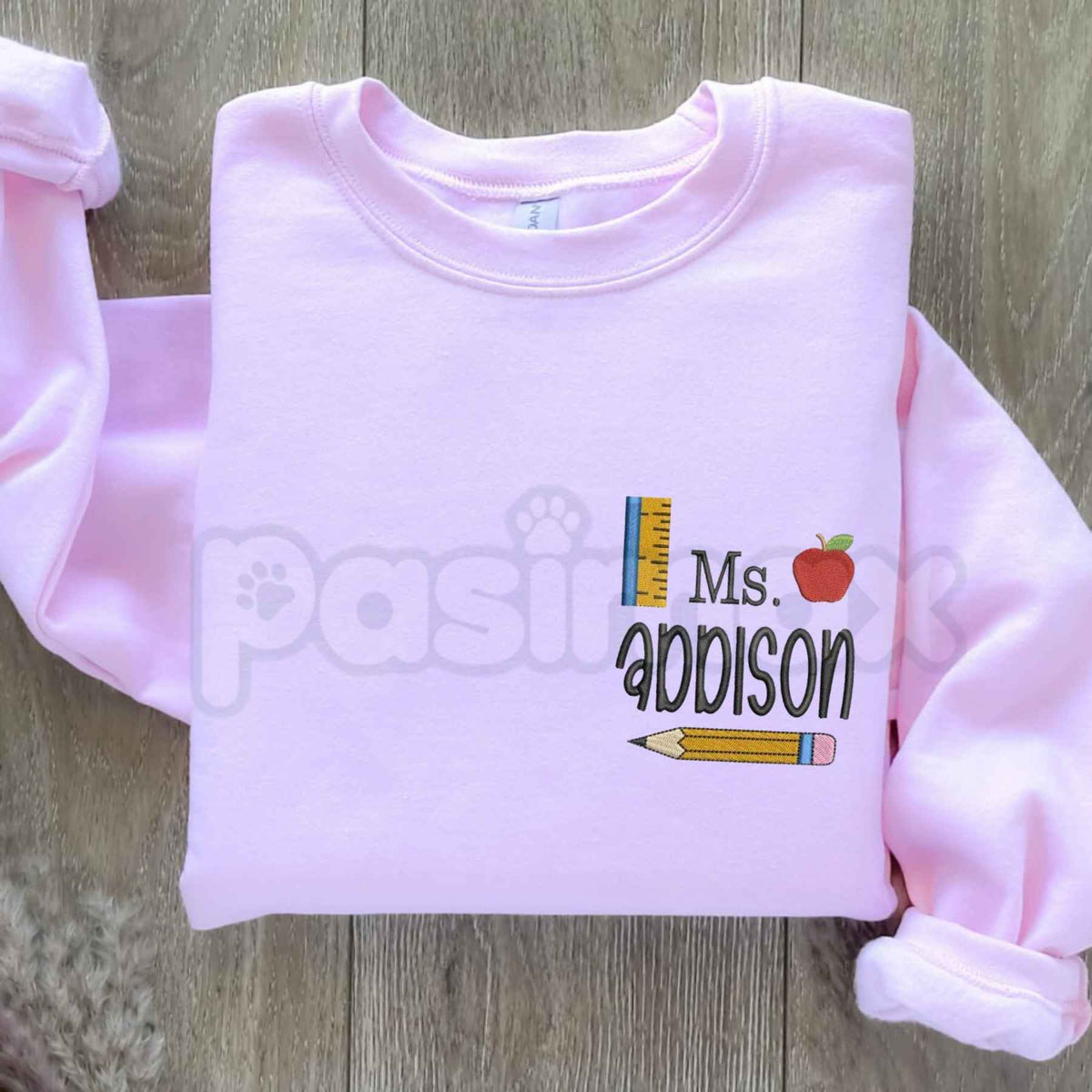 Personalized Teacher Sweatshirt β Custom Embroidered Name Crewneck
