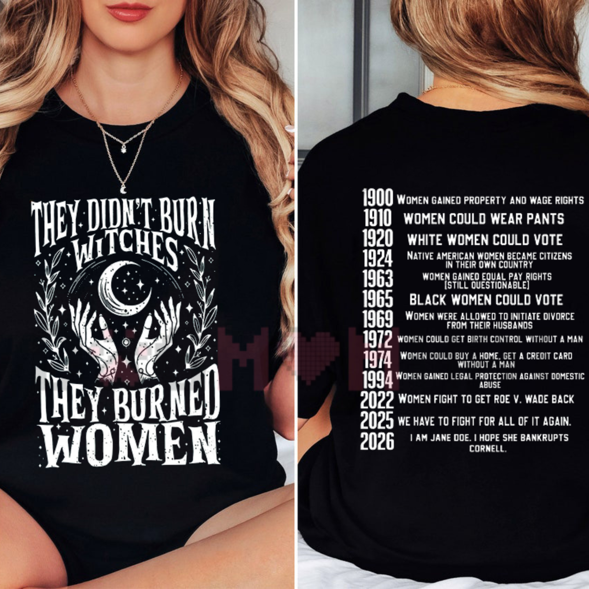 Women's Witch Themed 2026 Women's Rights Dates Graphic T-Shirt