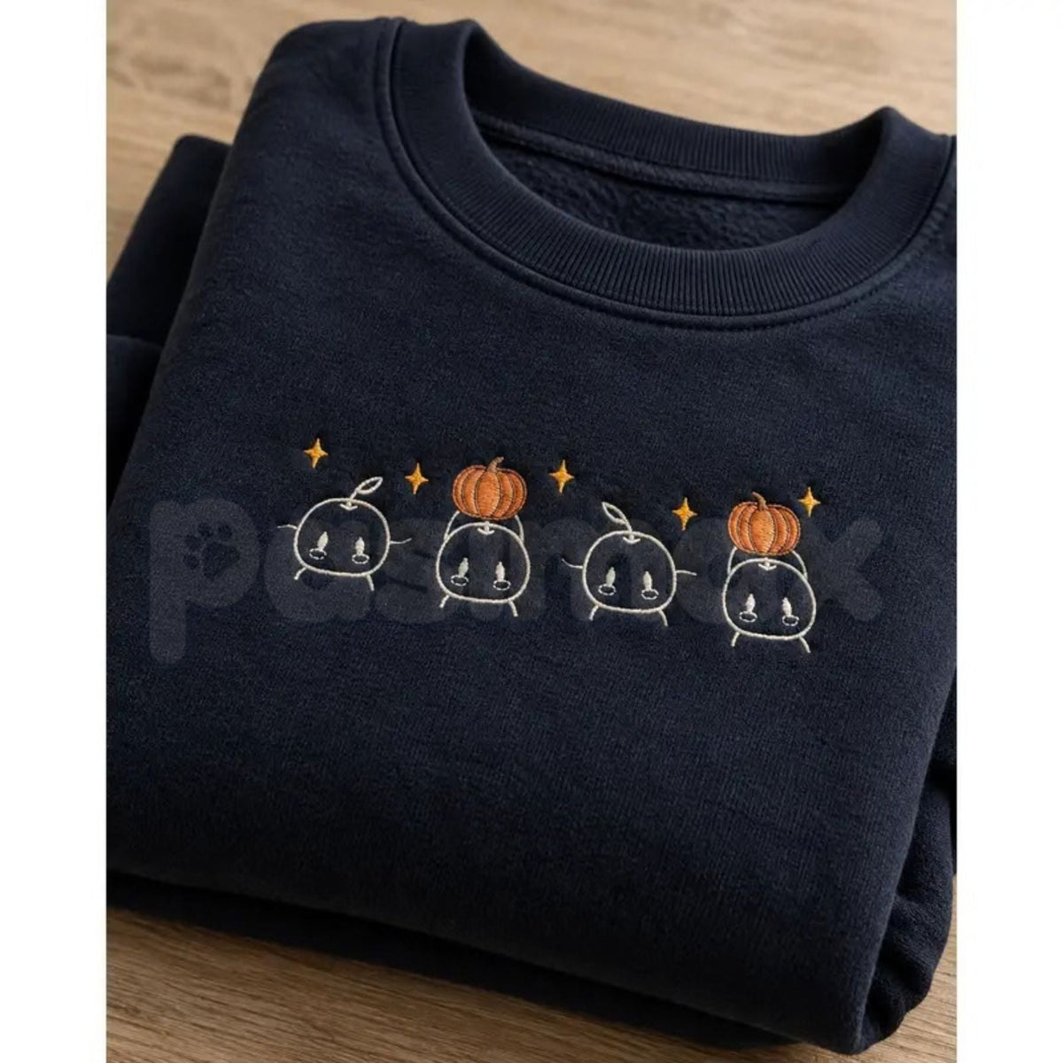 Embroidered Junimos with Pumpkins Gamer Sweatshirt β Cozy Autumn Farming Sim Crewneck