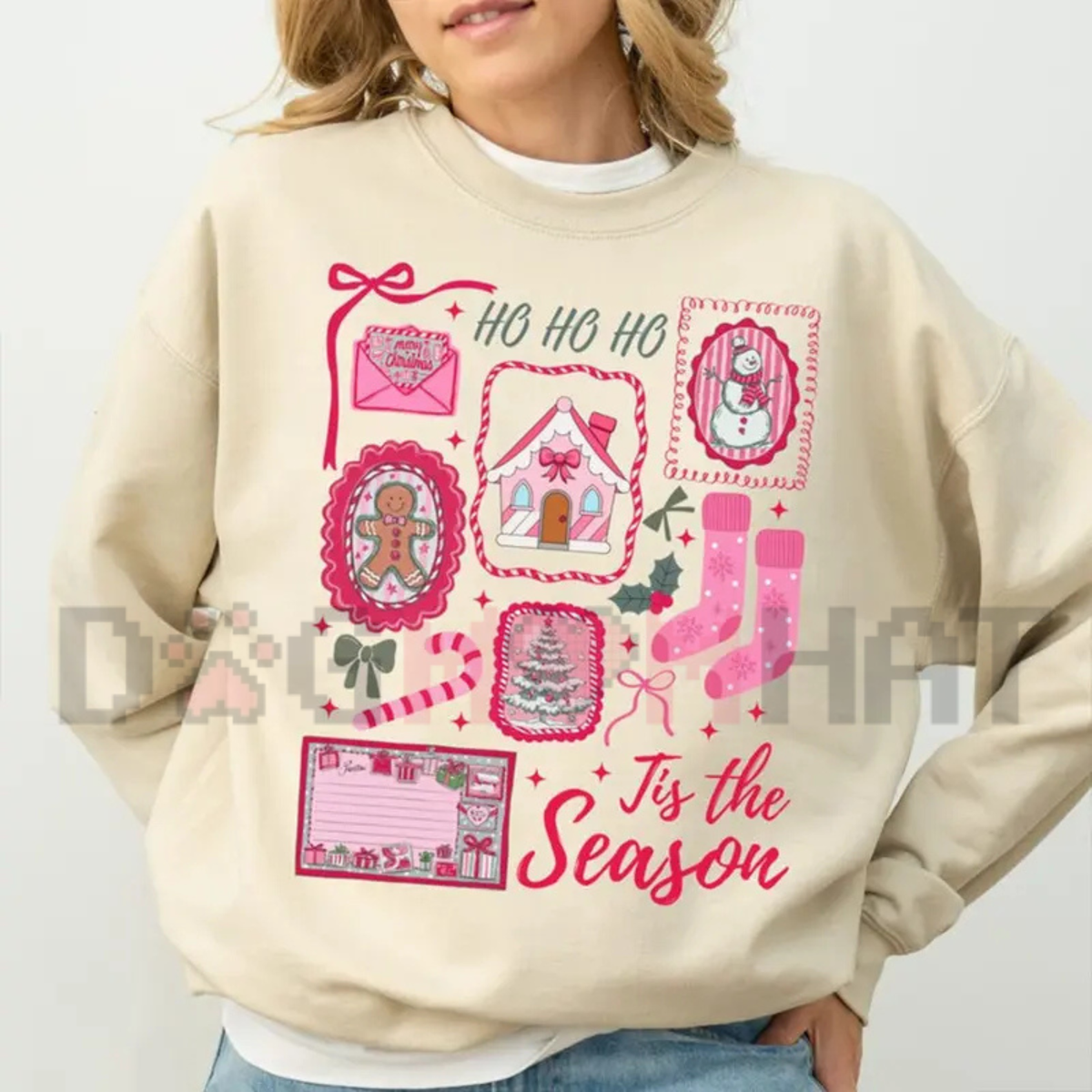 Pink Christmas "Tis The Season" Holiday Fleece Sweatshirt