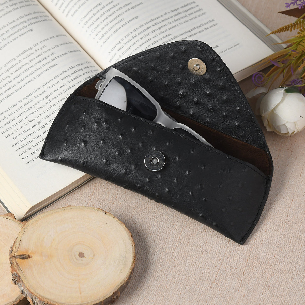Black Leather Sunglasses Cover