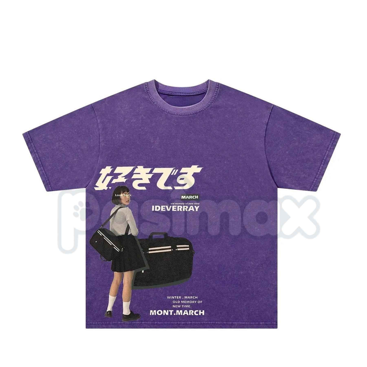 Japanese "Suki Desu" Schoolgirl Vintage Washed Graphic T-Shirt โ Retro Anime Romance Manga Art Tee, Acid Wash Lightweight Cotton Unisex Top