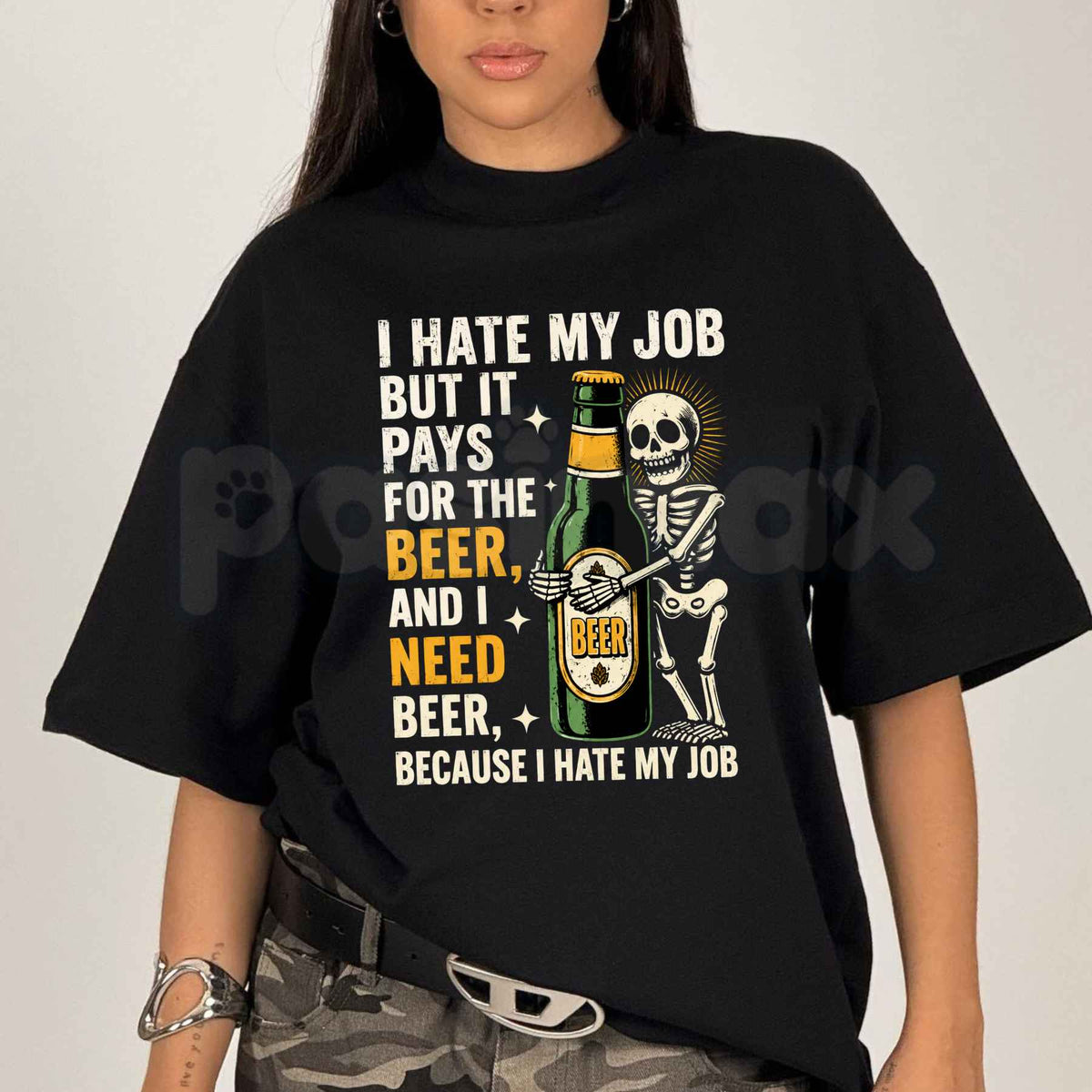 I Hate My Job But It Pays For The Beer T-Shirt β Funny Work Humor Unisex Cotton Graphic Tee