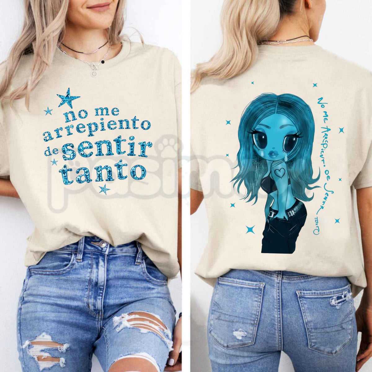 Vintage Blue Graphic Cotton T-Shirt โ Casual Oversized Aesthetic Art Unisex Tee