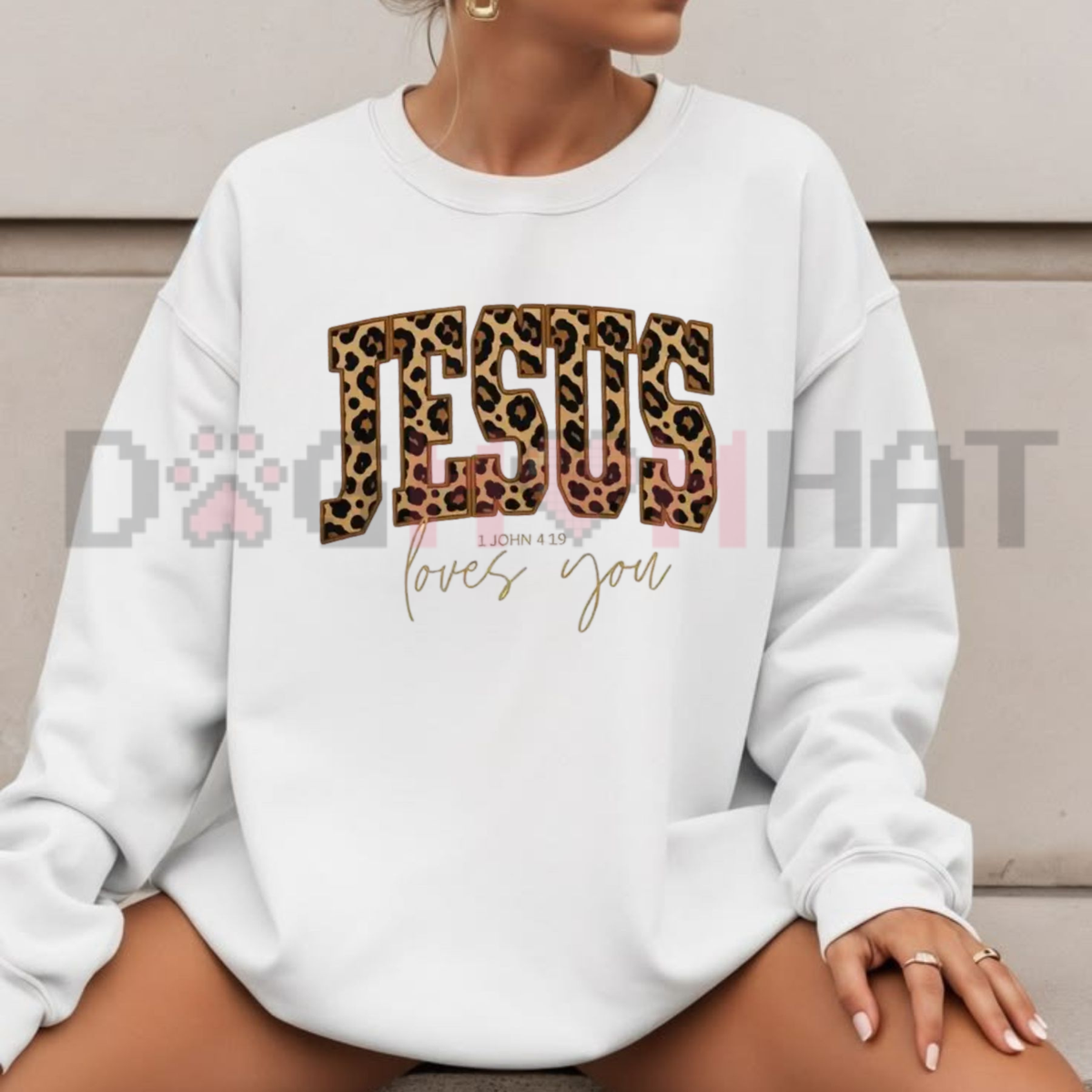"The Way The Truth The Life" Jesus Cheetah Print Graphic Sweatshirt
