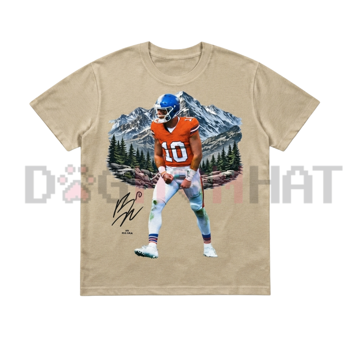 Men's 90s Style "Bo Nix" Graphic Print T-Shirt - All-Seasons Pure Cotton Fitted Tee