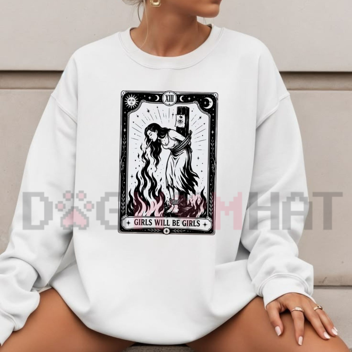 Wild Coven Crewneck – Witch With Cigarette Feminist Halloween Sweatshirt