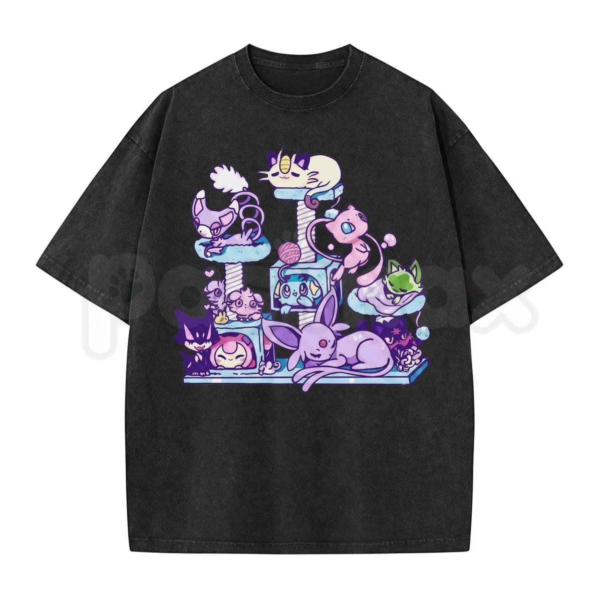 Cute Kitty Aesthetic Anime Tee β Kawaii Neko Graphic T-Shirt, Vintage Washed Japanese Pop Art Lightweight Cotton Unisex Streetwear Top