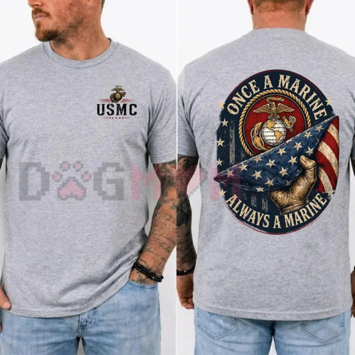 Once a Marine Always a Marine Graphic Tee - USMC Veteran Patriotic Soft Cotton Unisex Short Sleeve T-Shirt