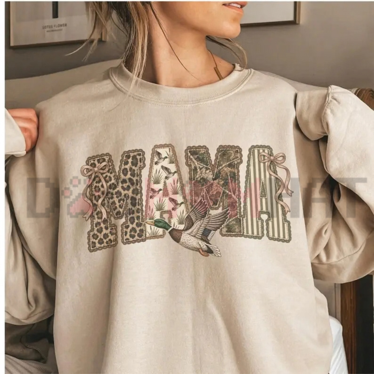 Preppy Camo Duck Hunting Mama Fleece Sweatshirt