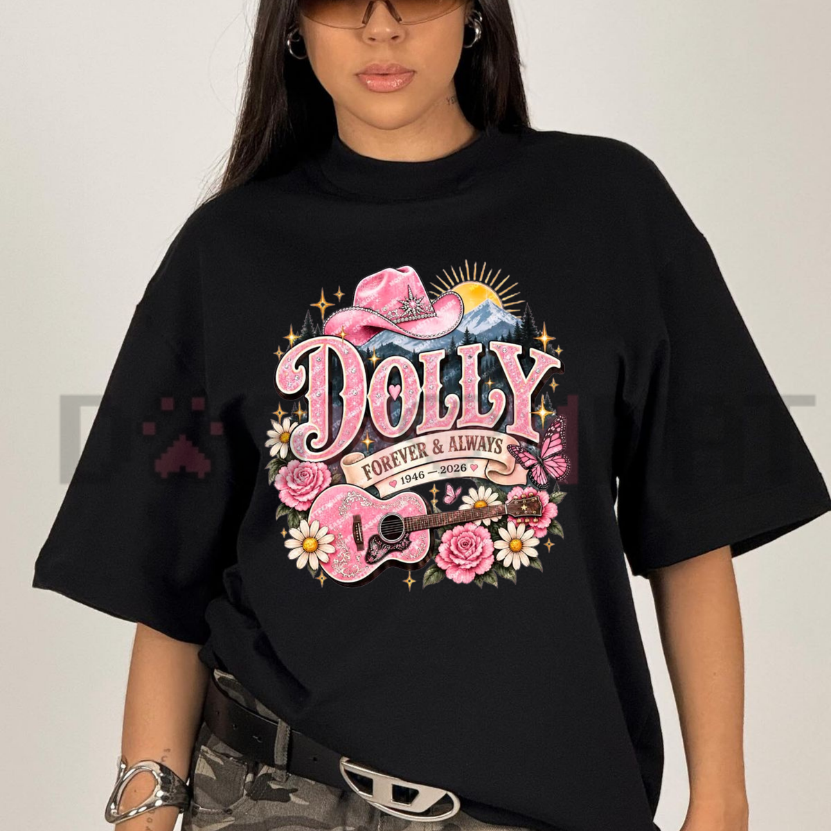 "Queen of Country" Dolly Parton Memorial Graphic T-Shirt - 1946–2026 Vintage Tribute Tee