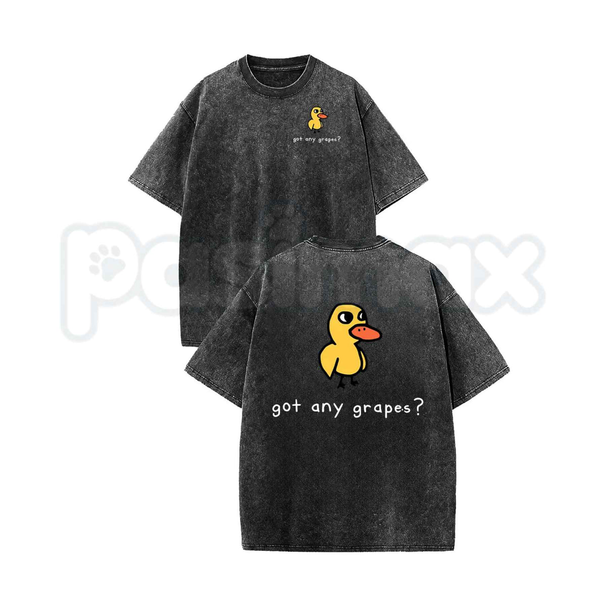 Washed Eat Grapes Duck Graphic T-Shirt โ Retro Funny Meme Animal Tee, Vintage Acid Washed Lightweight Cotton Unisex Streetwear Top
