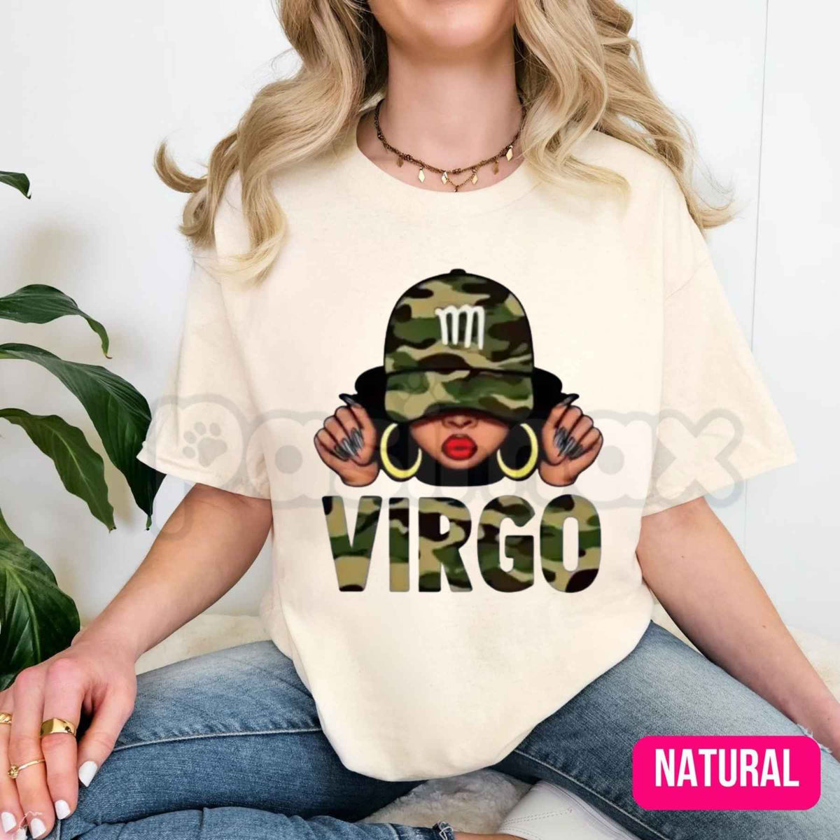 Virgo Queen Camo Hat T-Shirt โ Vintage Zodiac Birthday Unisex Cotton Graphic Tee