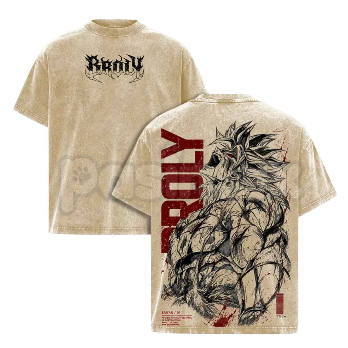 Broly DBZ Washed Tee โ Super Saiyan Berserker Anime Graphic Double Printed T-Shirt, Vintage Acid Washed Lightweight Cotton Dragon Ball Z Top
