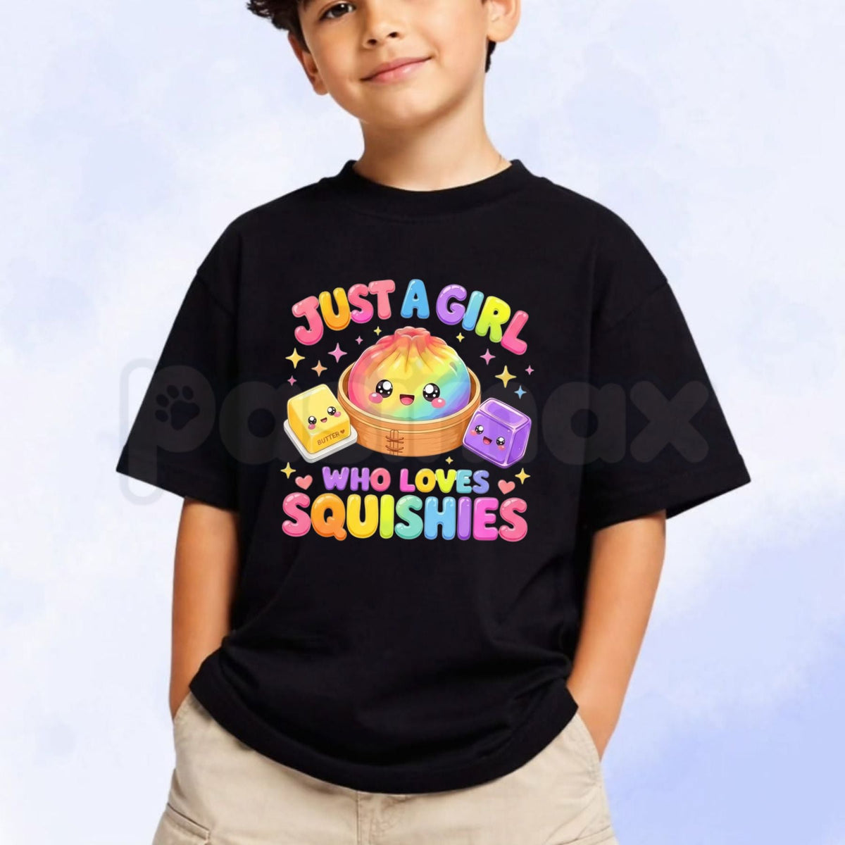Just A Girl Who Loves Squishies Cute Kawaii Kid T-Shirt โ Soft Plush Toy Graphic Tee