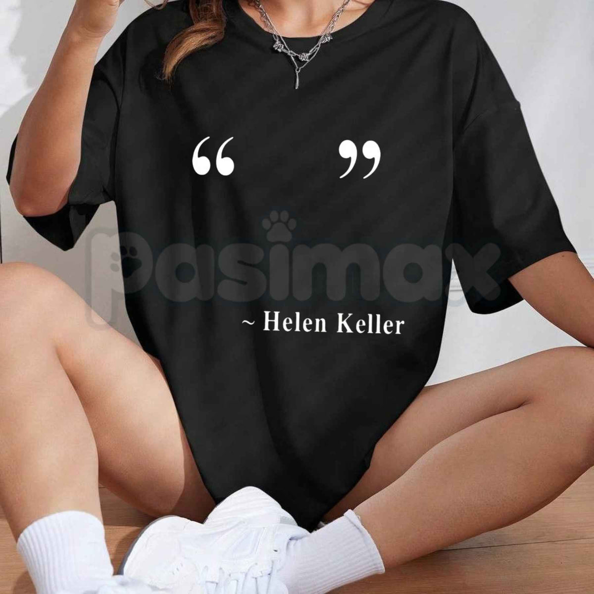 Women's T-Shirt with Helen Keller Quote Graphic โ Inspirational Inspirational Unisex Cotton Tee