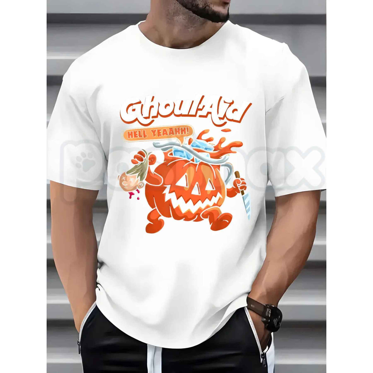 Halloween Ghoul Aid Pumpkin T-Shirt โ Retro Spooky Season Unisex Cotton Graphic Tee