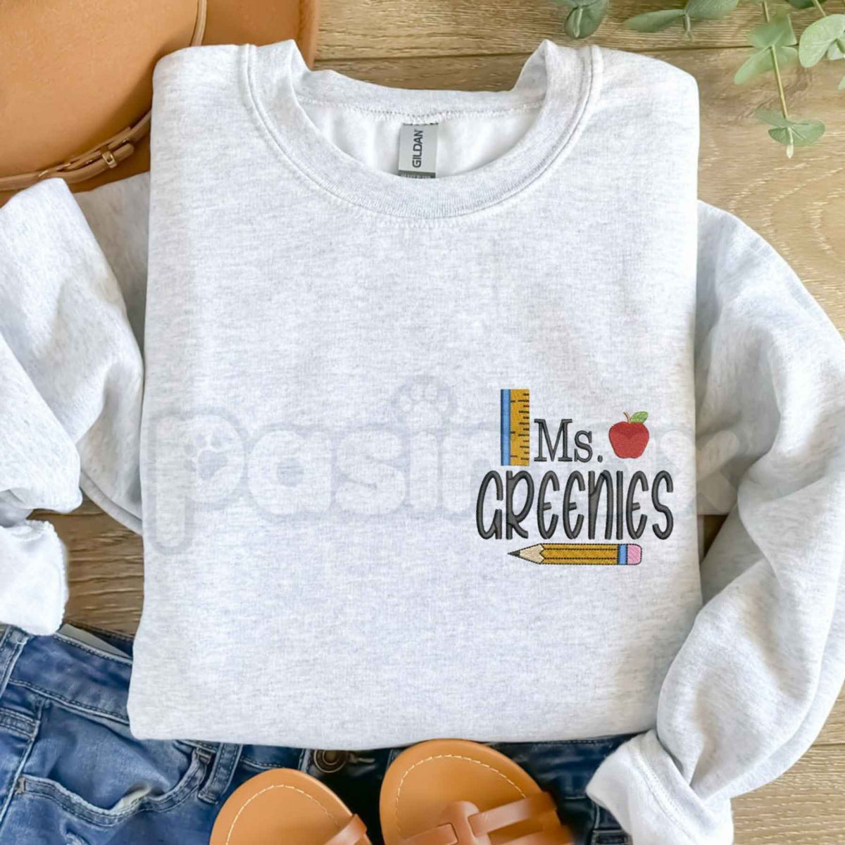 Personalized Teacher Sweatshirt β Custom Embroidered Name Crewneck