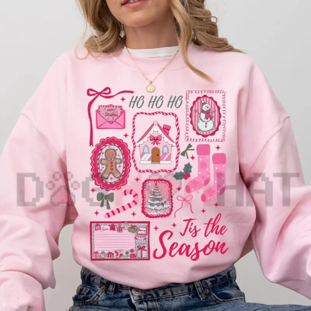 Pink Christmas "Tis The Season" Holiday Fleece Sweatshirt