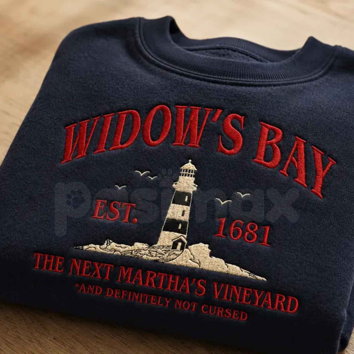 Widow's Bay Tourist Embroidered Sweatshirt β Vintage Haunted Town Travel Pullover