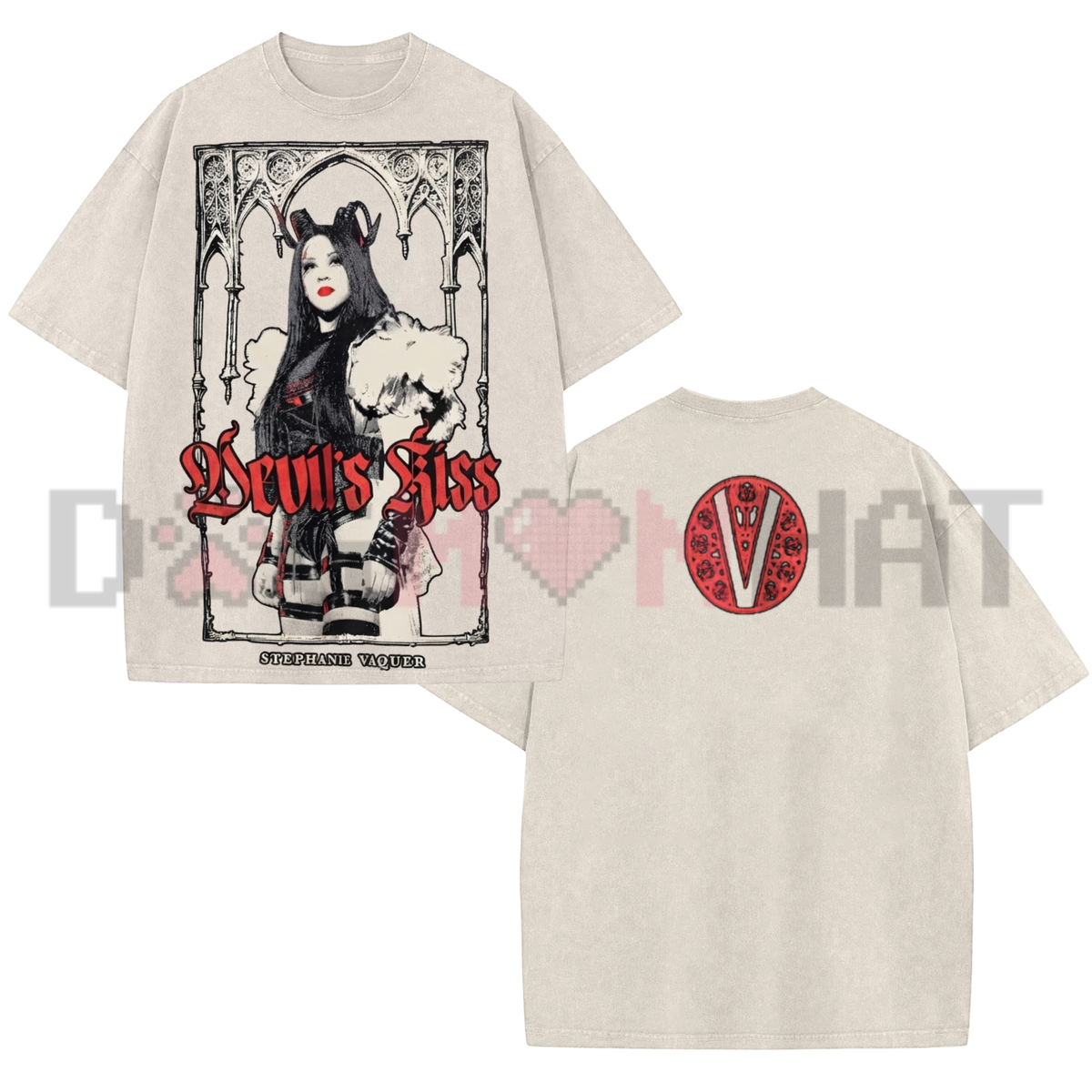 Stephanie Vaquer Devil's Kiss Medieval Gothic Arch Graphic Washed T-Shirt