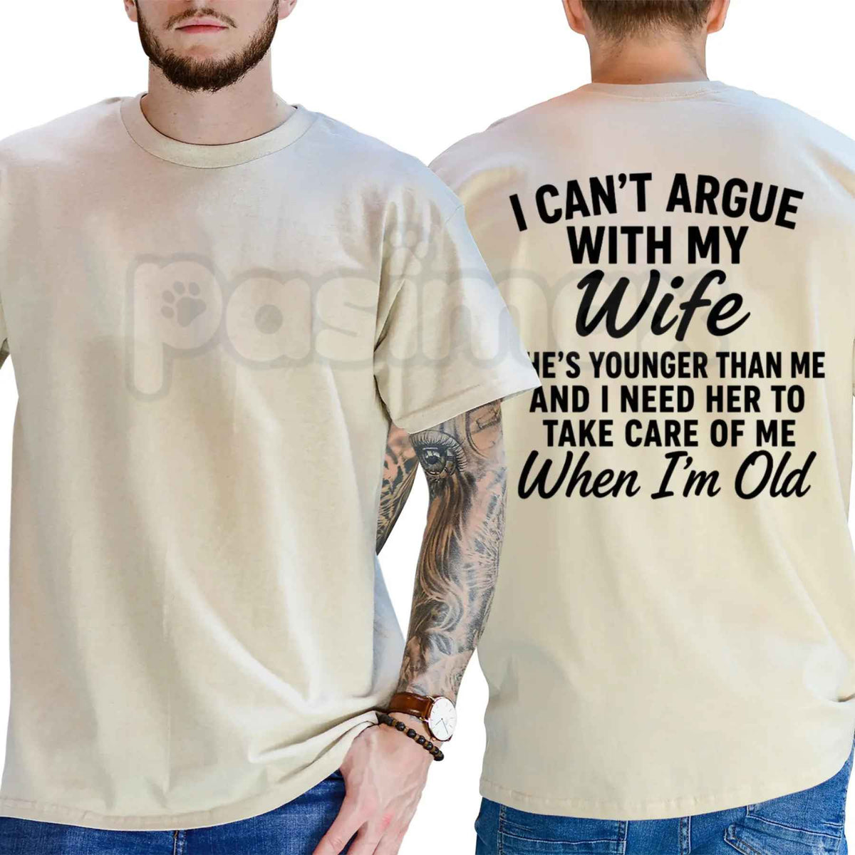 I Can't Argue With My Wife She's Younger Than Me T-Shirt โ Funny Husband Marriage Humor Unisex Tee
