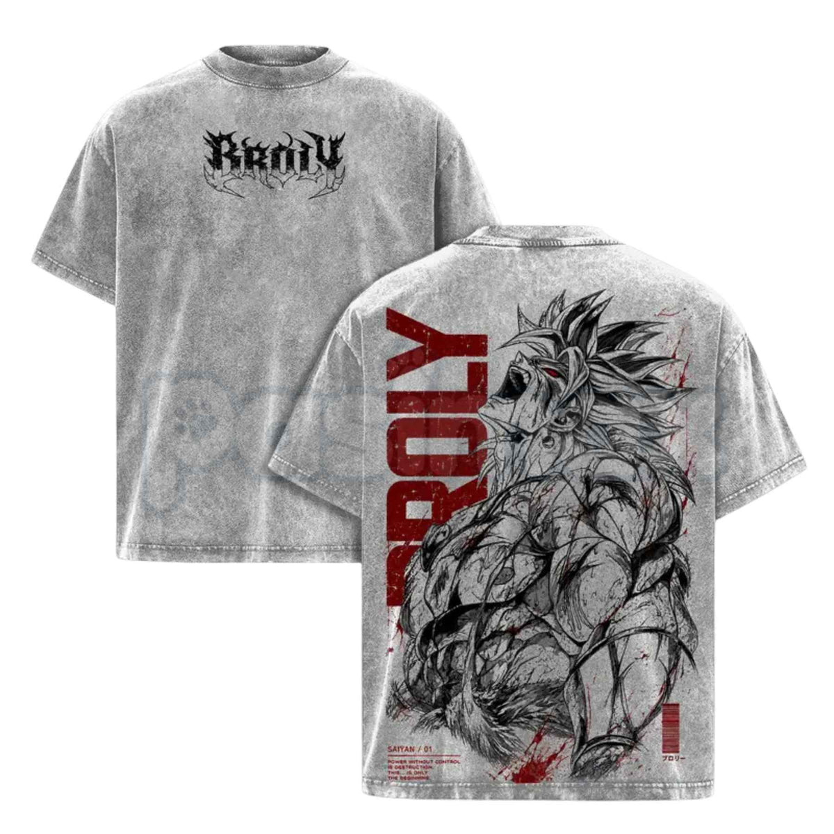 Broly DBZ Washed Tee โ Super Saiyan Berserker Anime Graphic Double Printed T-Shirt, Vintage Acid Washed Lightweight Cotton Dragon Ball Z Top