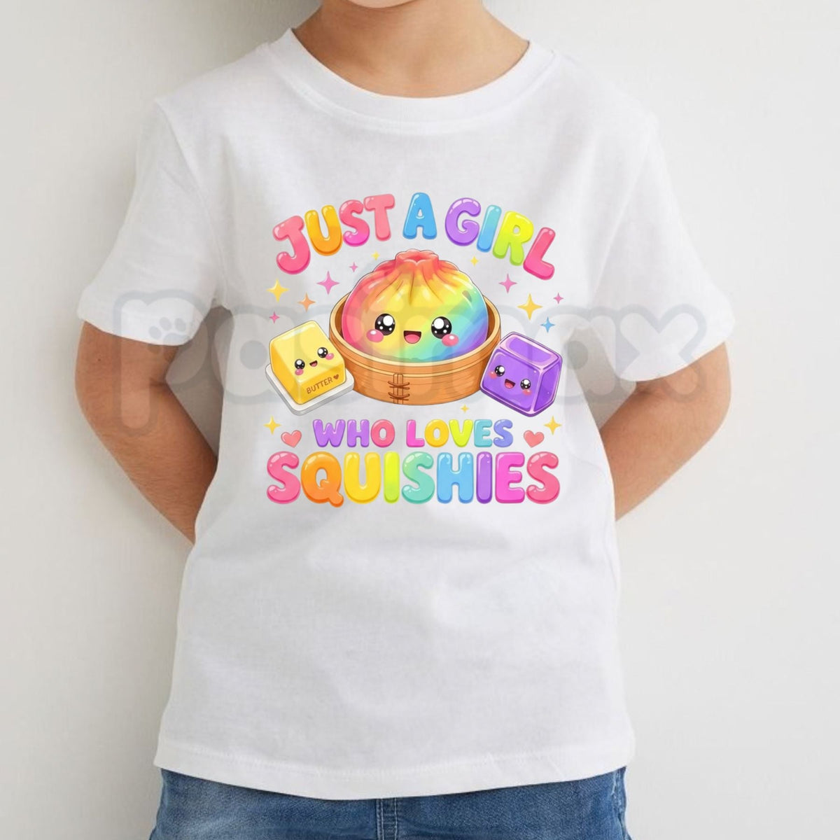 Just A Girl Who Loves Squishies Cute Kawaii Kid T-Shirt โ Soft Plush Toy Graphic Tee