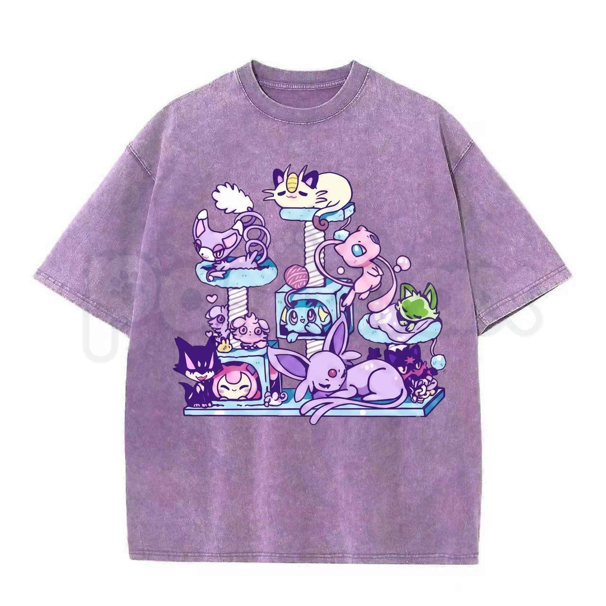 Cute Kitty Aesthetic Anime Tee β Kawaii Neko Graphic T-Shirt, Vintage Washed Japanese Pop Art Lightweight Cotton Unisex Streetwear Top