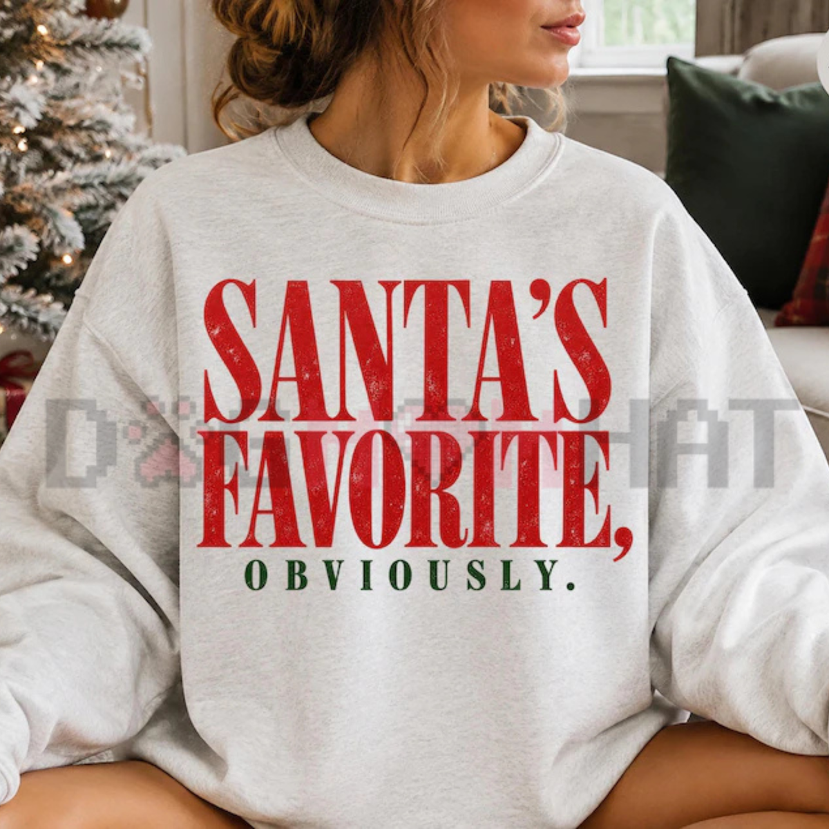 Festive Friction Crewneck – "Santa's Favorite" Funny Christmas Graphic Sweatshirt