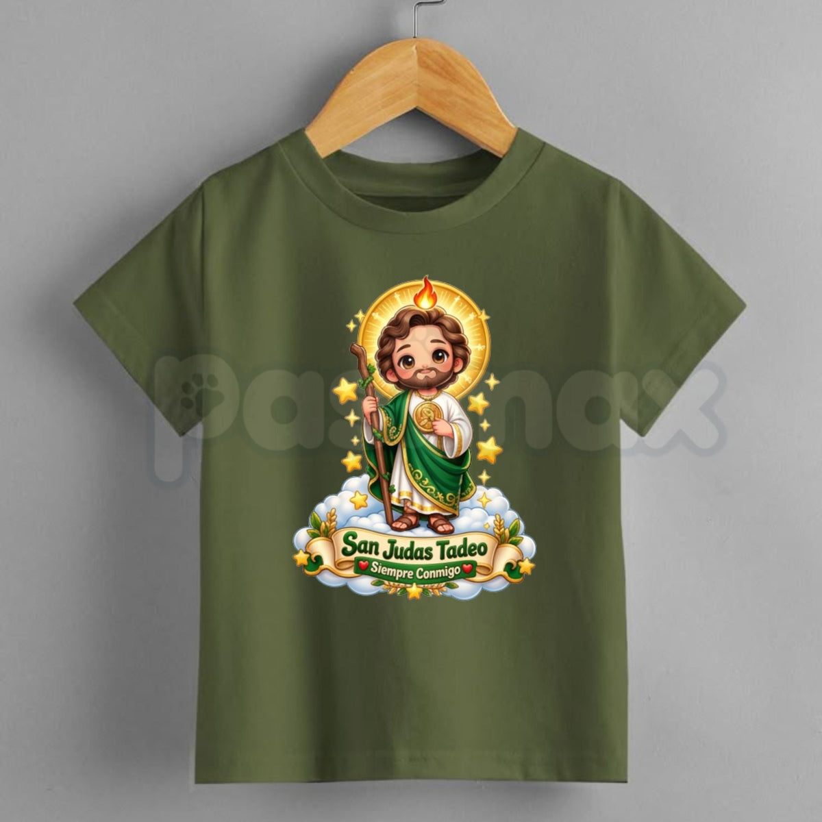 San Judas Tadeo Siempre Conmigo Cute Chibi Cartoon T-Shirt for Boys and Girls