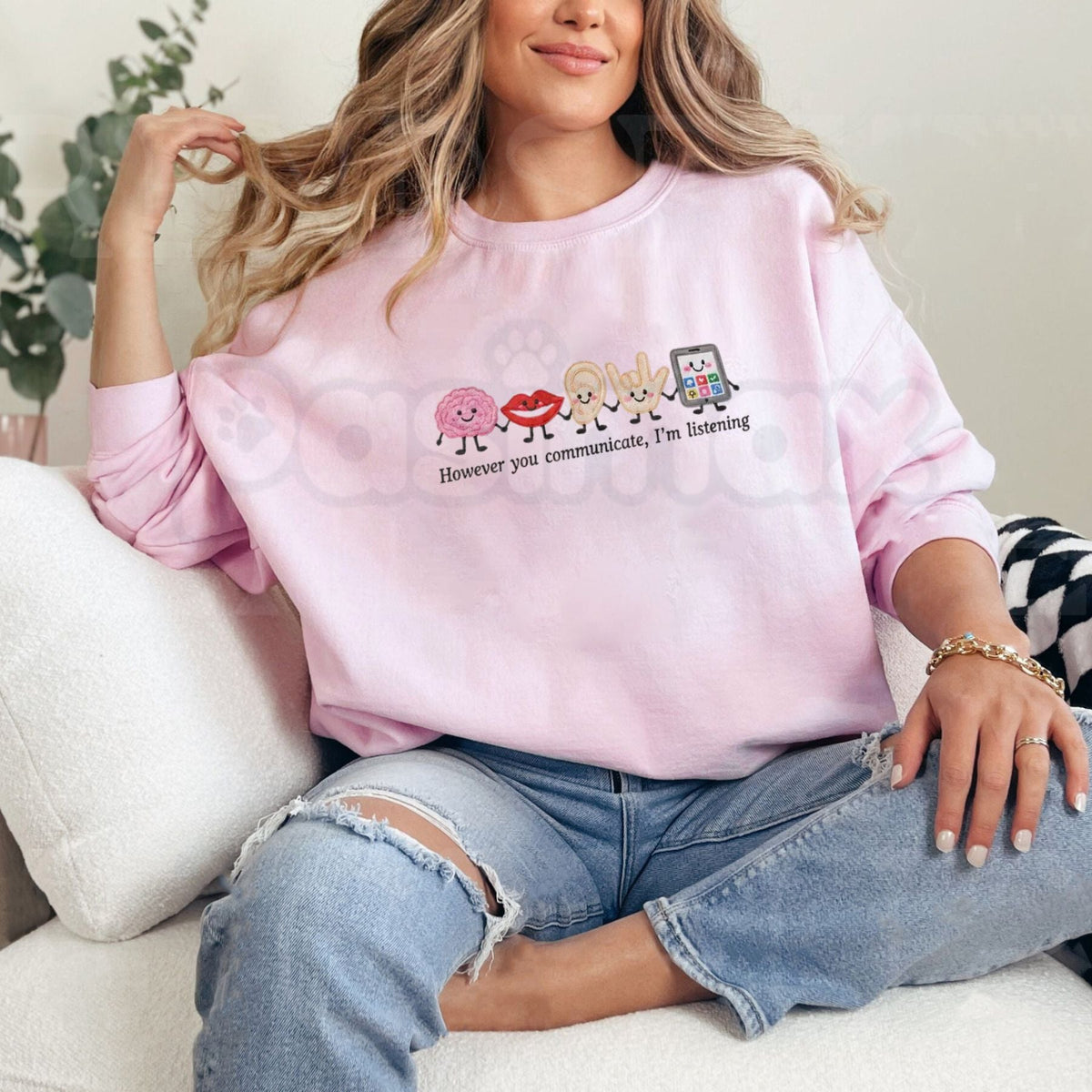 Speech Therapist Embroidered Sweatshirt – Custom SLP Crewneck Pullover