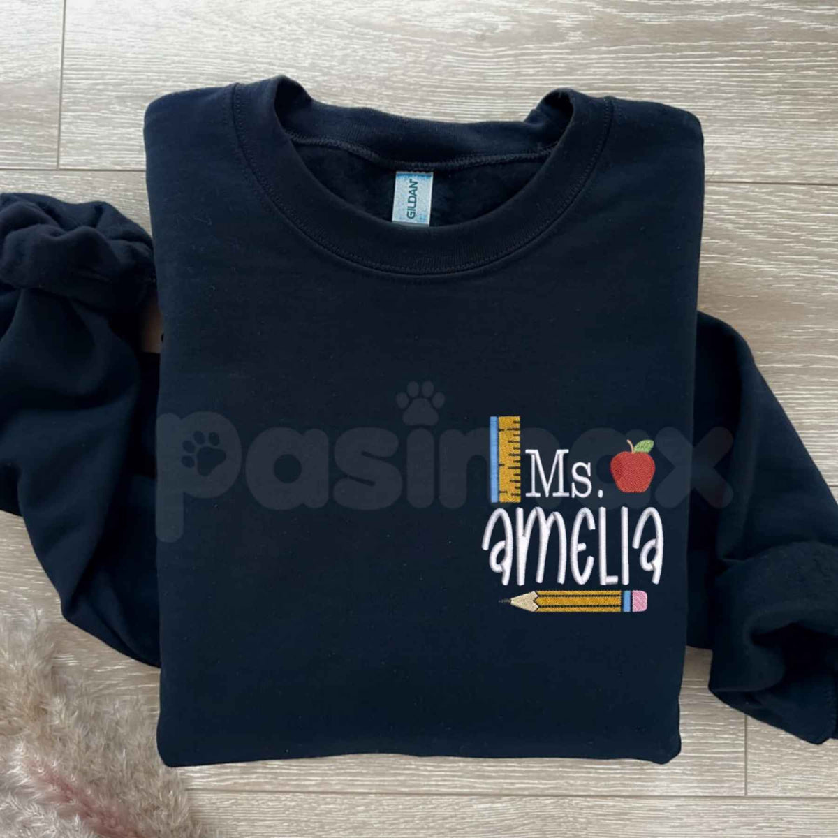 Personalized Teacher Sweatshirt β Custom Embroidered Name Crewneck