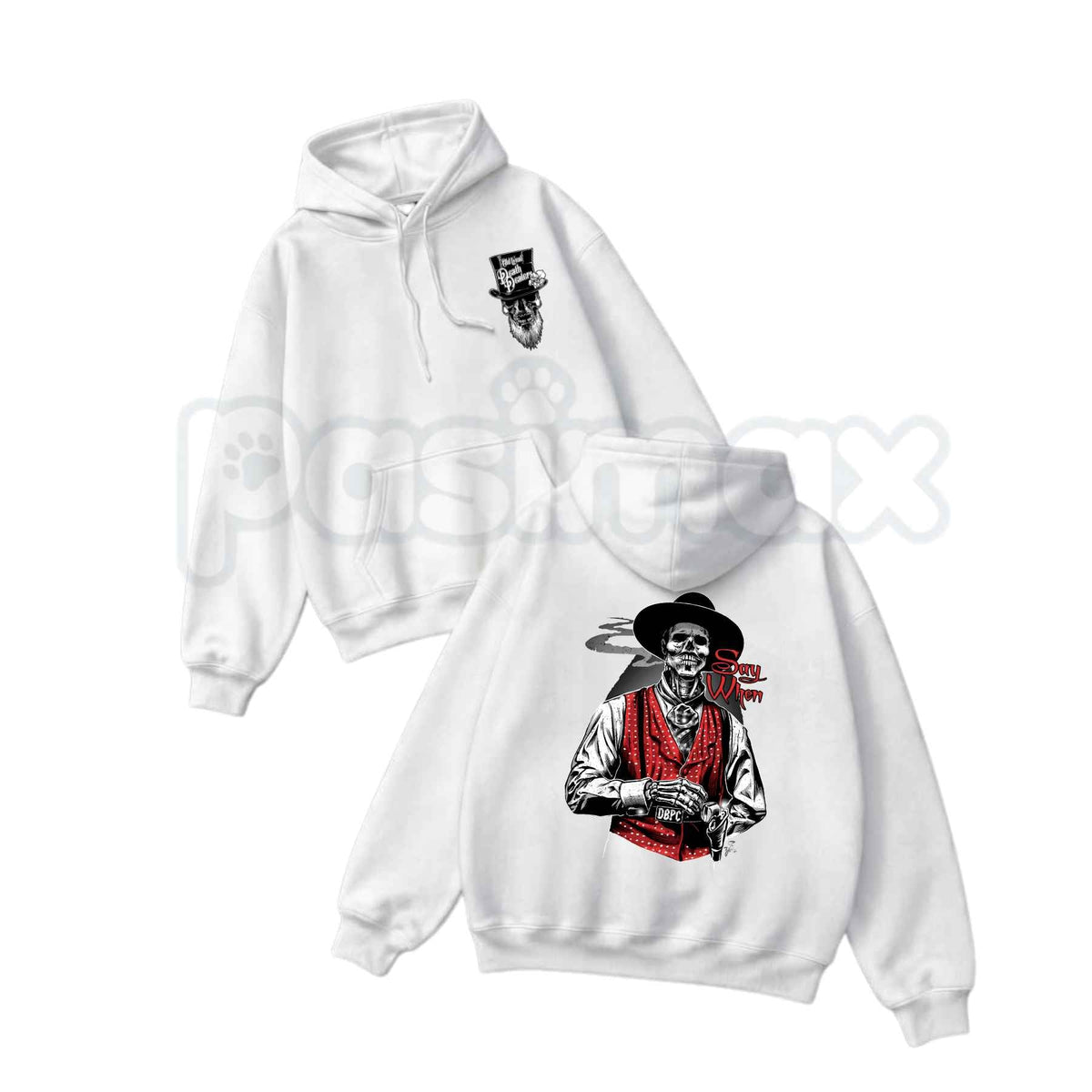Doc Holliday "Say When" Zombie Hoodie โ Vintage Tombstone Gunslinger Graphic Pullover, Old West Undead Outlaw Sweatshirt, Unisex Heavy Blend