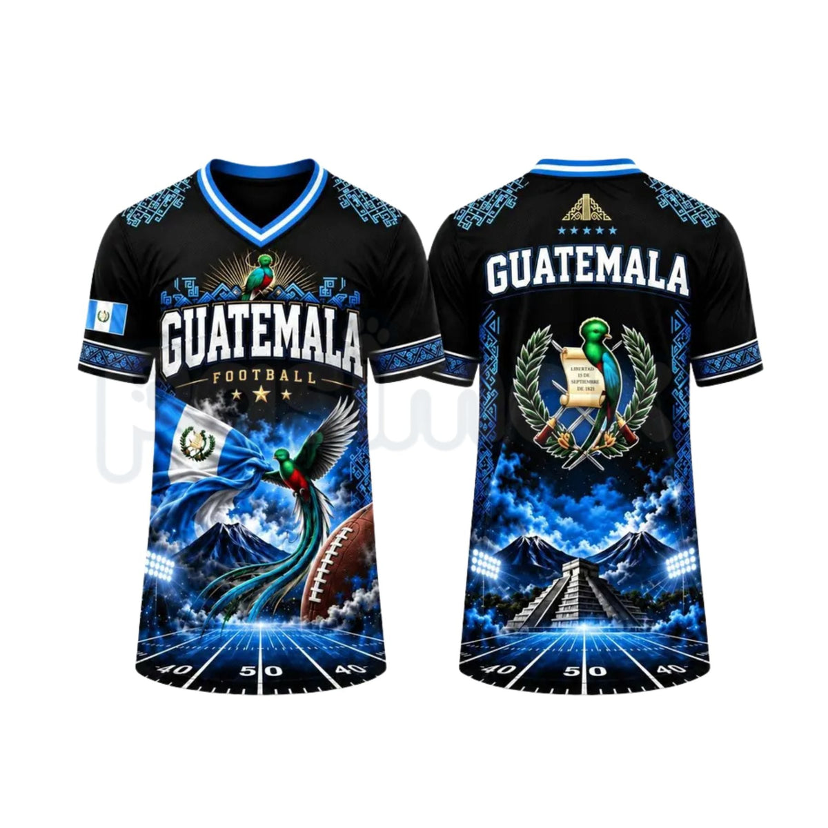 Guatemala National Team Hybrid Mesh Soccer V-Neck Shirt โ Guate Pride Athletic Football Fan Tee