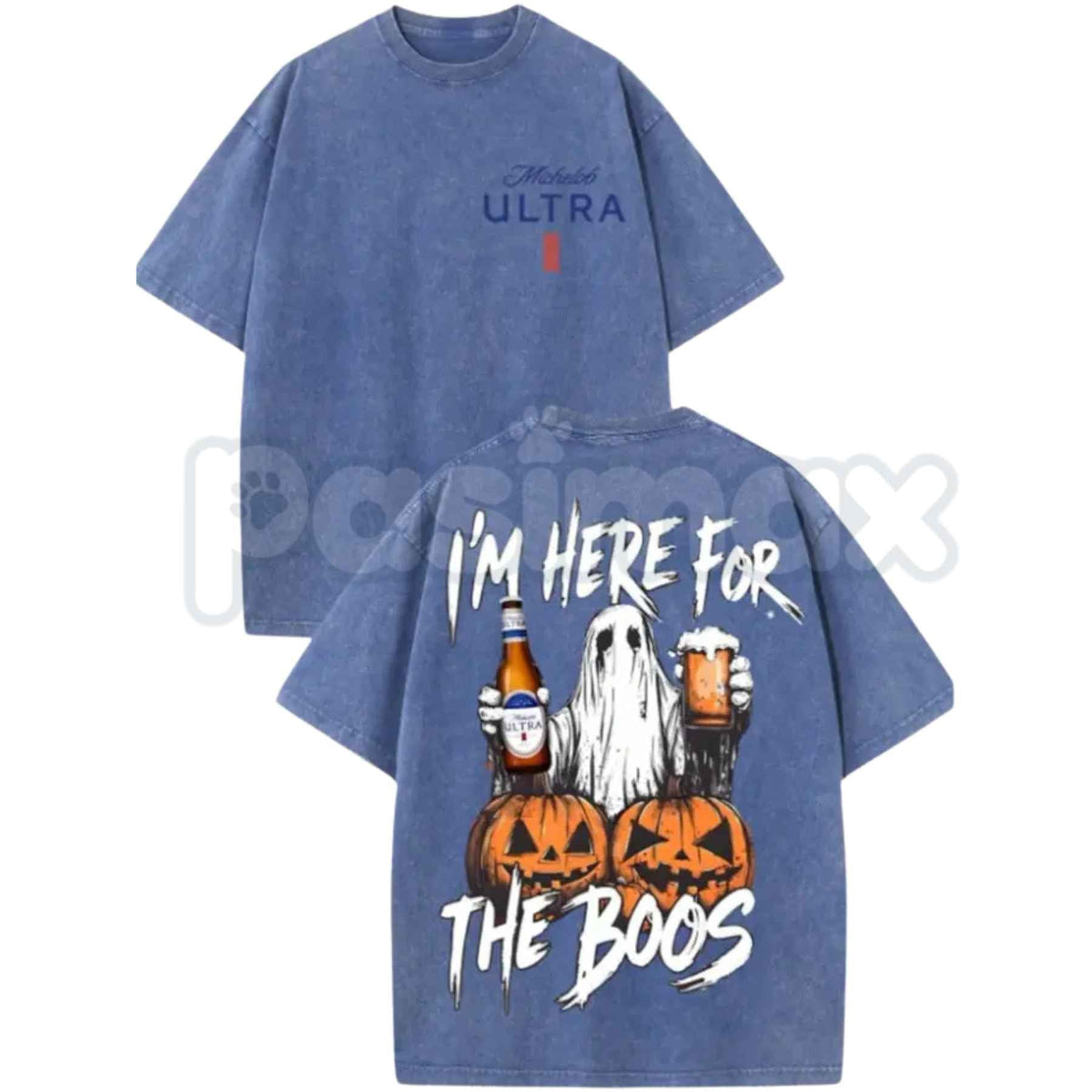 Vintage Washed Michelob Ultra Ghost I'm Here For The Boos T-Shirt β Funny Halloween Beer Graphic Tee, Double Sided Lightweight Cotton Unisex Top