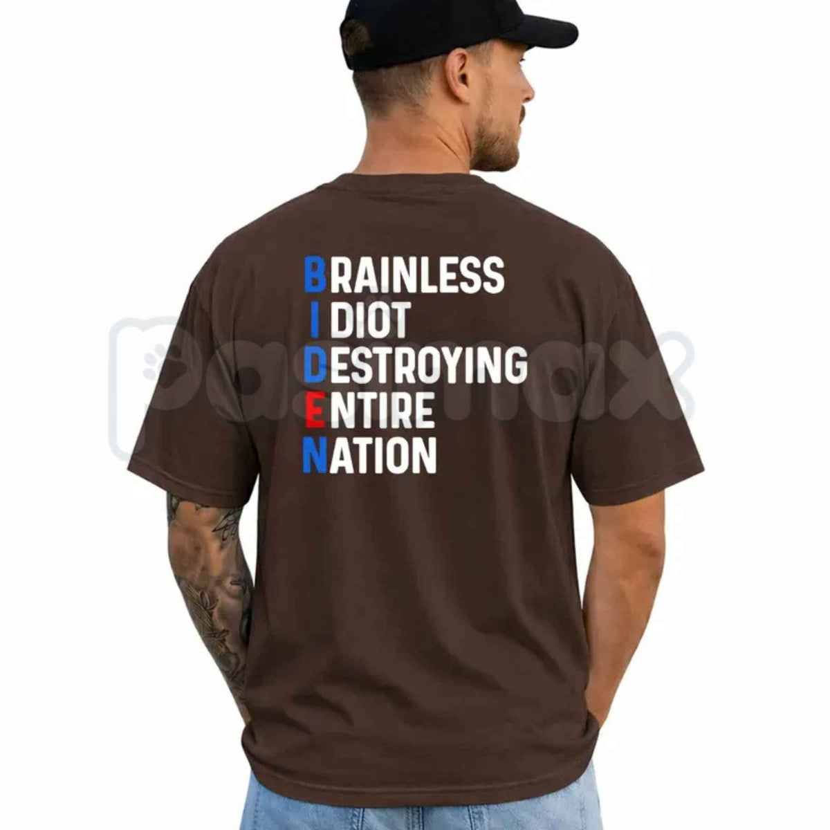 Political Satire B.I.D.E.N Lettering Back Print Black T-Shirt β Funny Acronym Unisex Tee