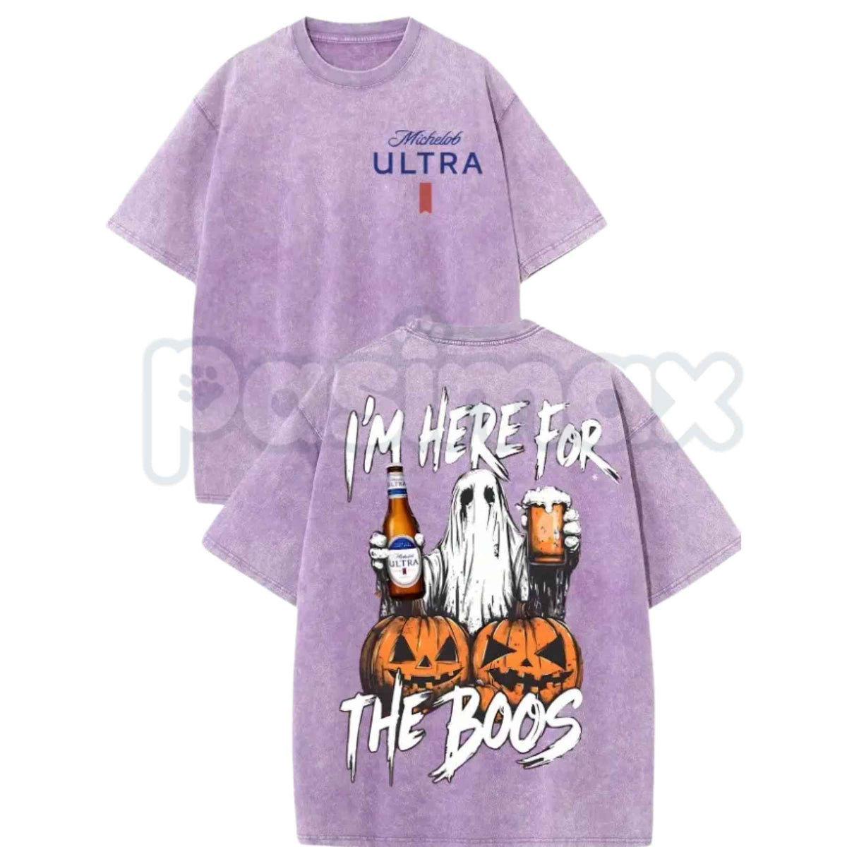 Vintage Washed Michelob Ultra Ghost I'm Here For The Boos T-Shirt β Funny Halloween Beer Graphic Tee, Double Sided Lightweight Cotton Unisex Top