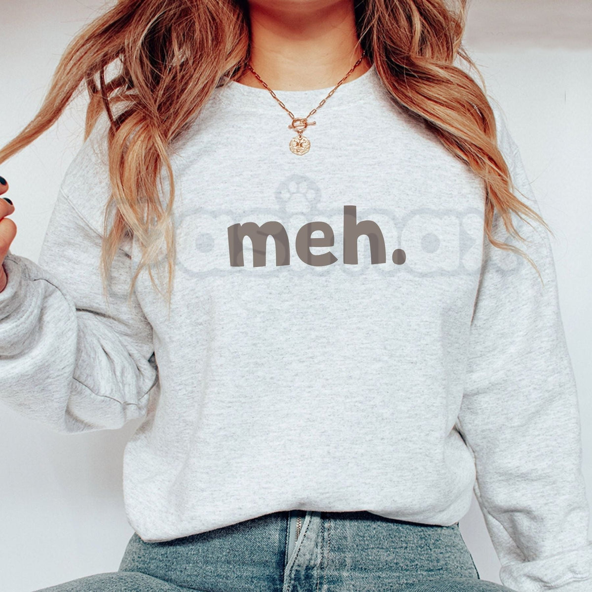 Meh Graphic Sweatshirt | Minimalist Sarcastic Quote Crewneck