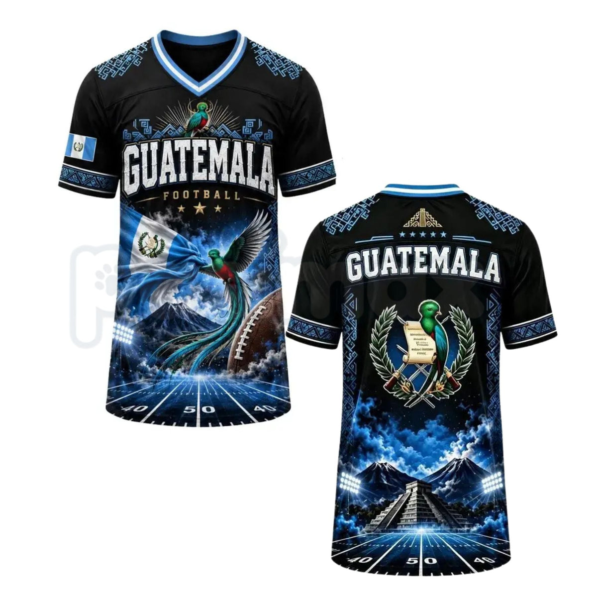 Guatemala National Team Hybrid Mesh Soccer V-Neck Shirt โ Guate Pride Athletic Football Fan Tee