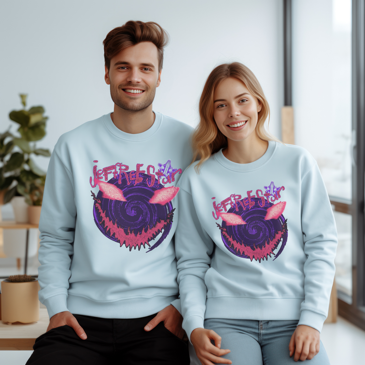 Sinister Gloss Smirk Crewneck – Dark Y2K Glam Gothic Graphic Sweatshirt