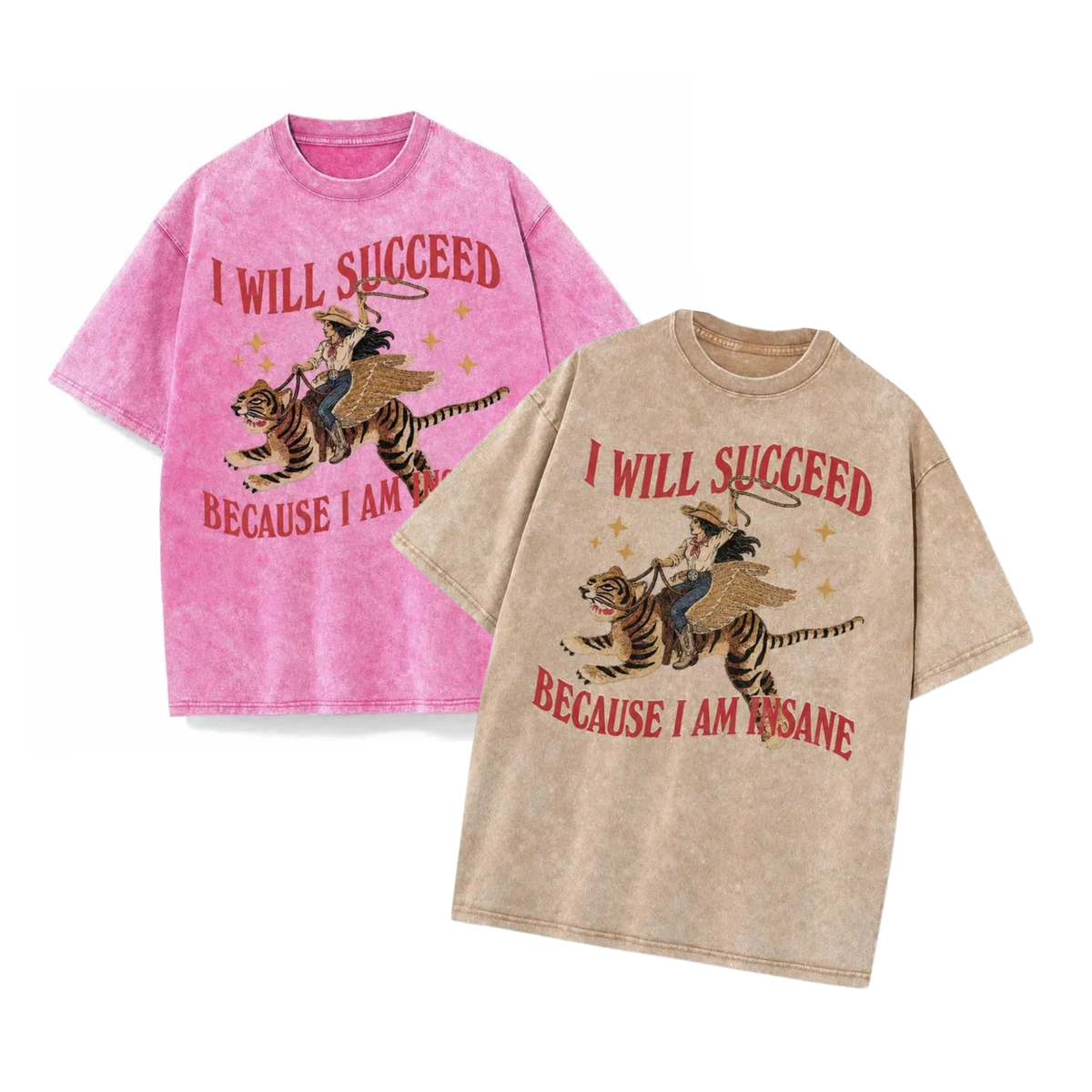 Acid Wash Surreal Winged Tiger Art Streetwear T-Shirt