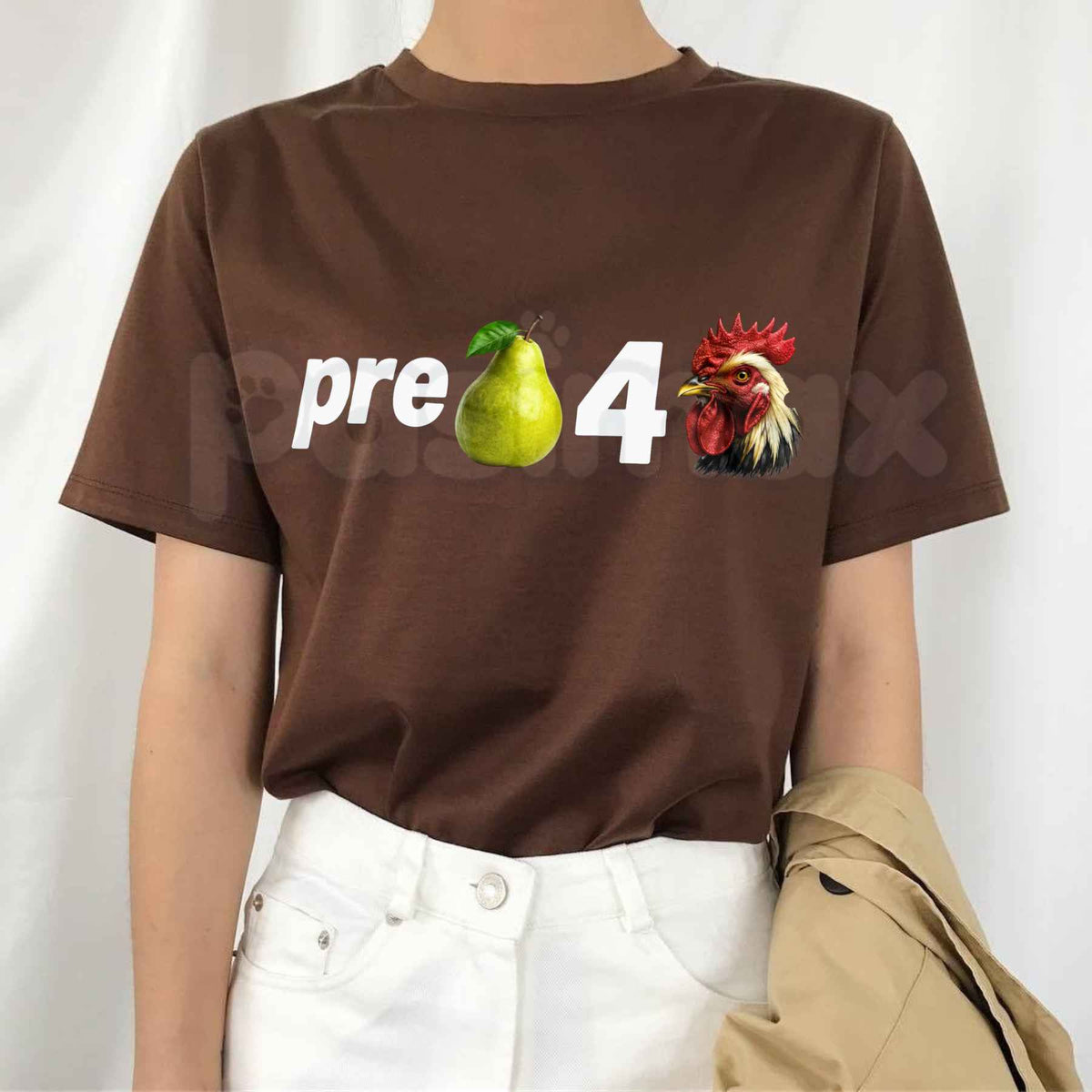 Pre Pear 4 Chicken T-Shirt โ Funny Pun Foodie Unisex Cotton Graphic Tee