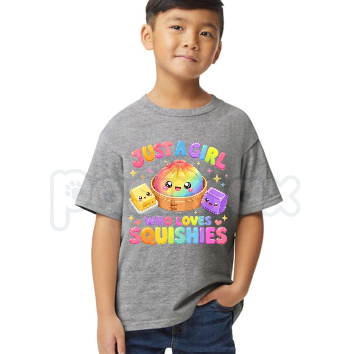 Just A Girl Who Loves Squishies Cute Kawaii Kid T-Shirt โ Soft Plush Toy Graphic Tee