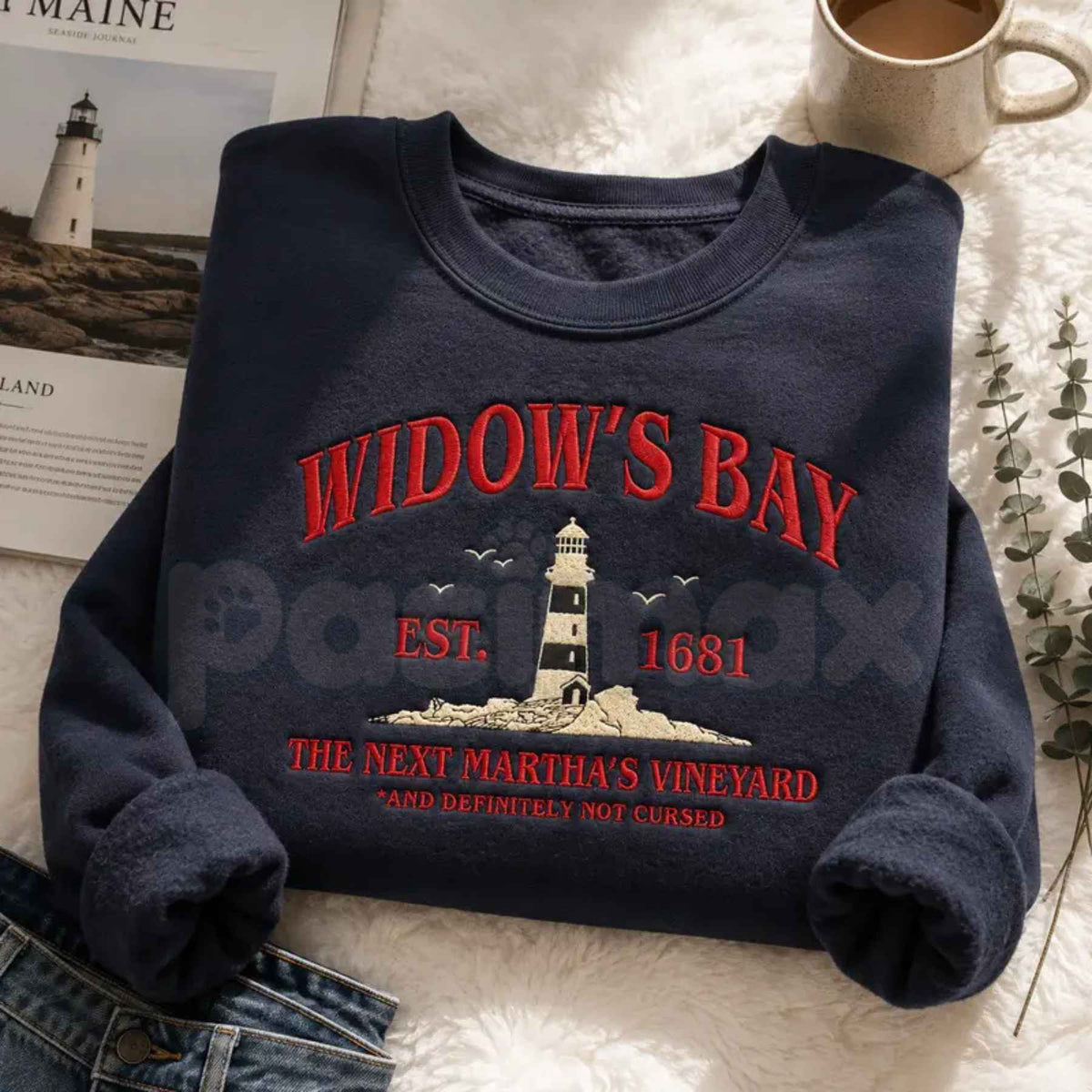 Widow's Bay Tourist Embroidered Sweatshirt β Vintage Haunted Town Travel Pullover