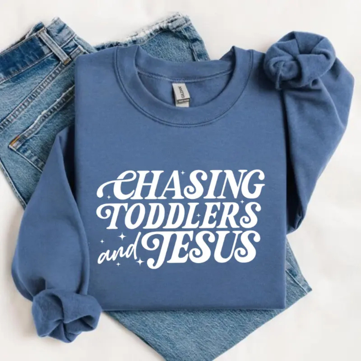 Christian Mom "Chasing Jesus And Toddlers" Fleece Sweatshirt