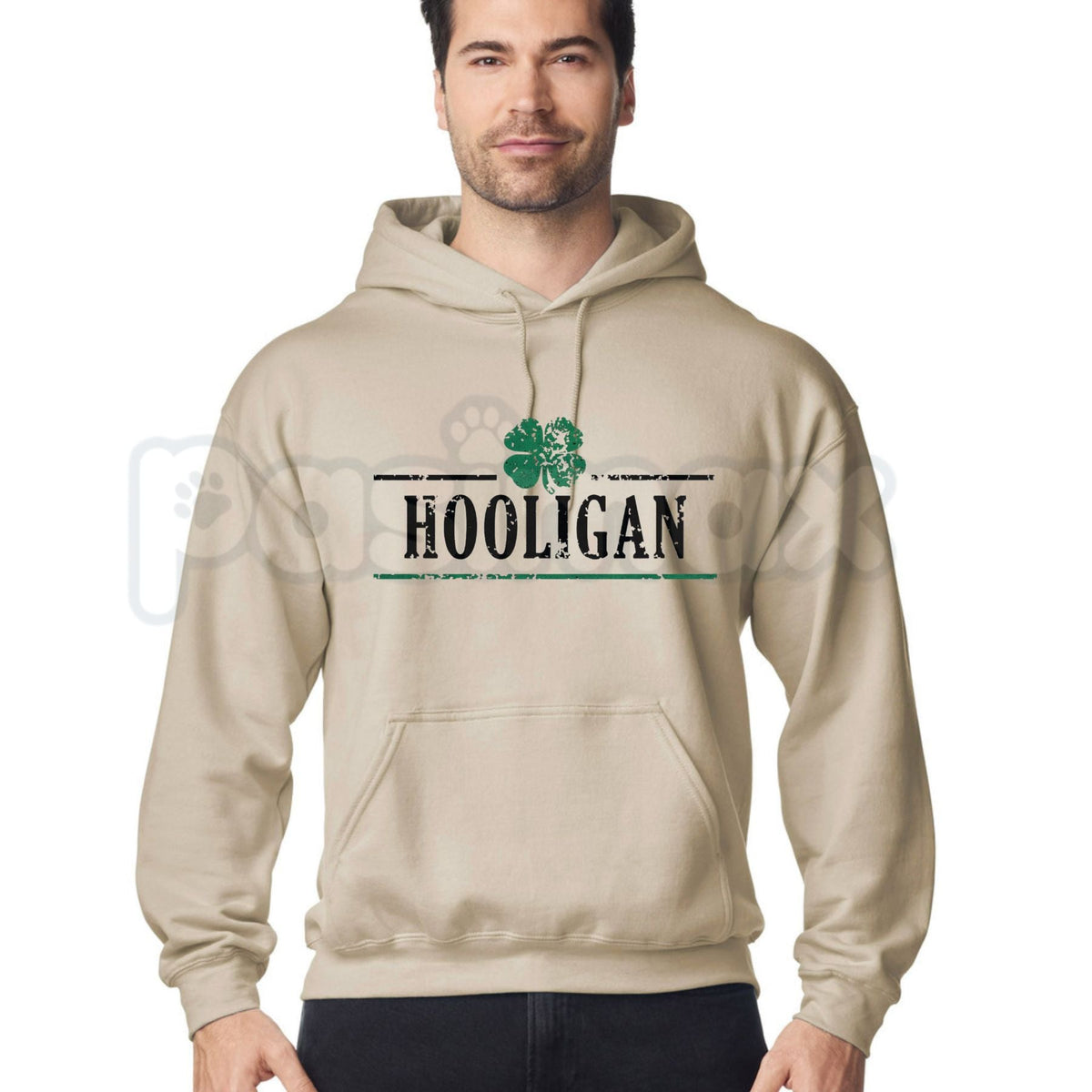 Crazy Dog Hooligan Shamrock Funny Saint St Patricks Day Hoodie โ Irish Drinking Humor Pullover, Lucky Clover Party Sweatshirt, Unisex Heavy Blend